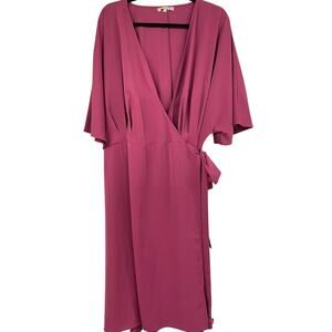 Standards & Practices Dusty Pink Short Sleeve Wrap Style Midi Dress Womens 3X